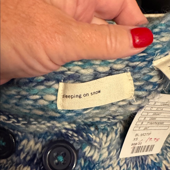 NWT Anthropologie Sleeping on Snow XS marled double breasted cardigan sweater - Picture 7 of 8